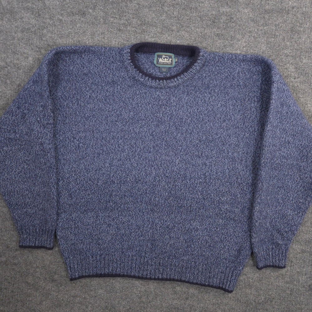 Vintage Woolrich Sweater Mens XL Blue Heather Wool Blend Crewneck Pullover 90s